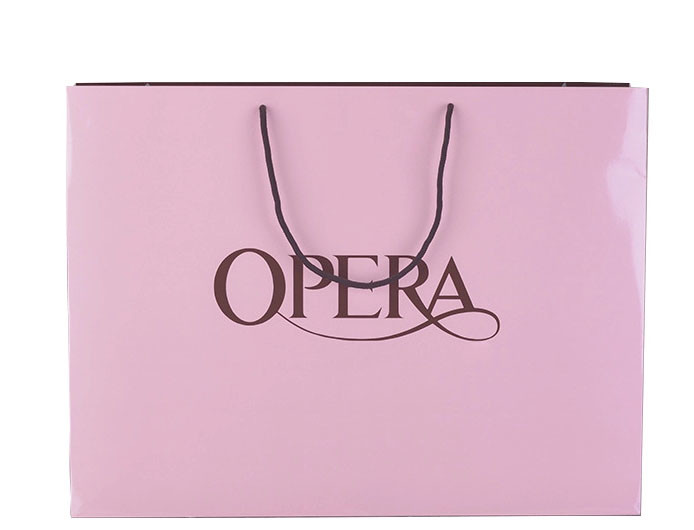 Pink Color Paper Shopping Bags Vivid Accurate Printing OEM / ODM Available