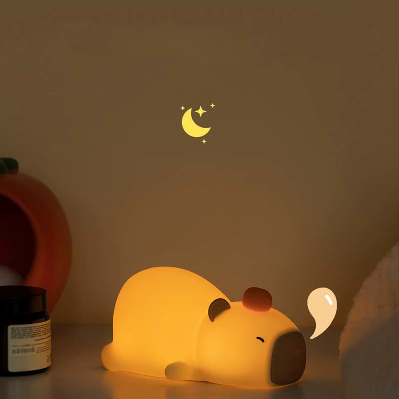 Capybara Night Light For Kids Animal Silicone Night Lamp USB Rechargeable Touch Control With Dimmable Timer Bedside Lamp