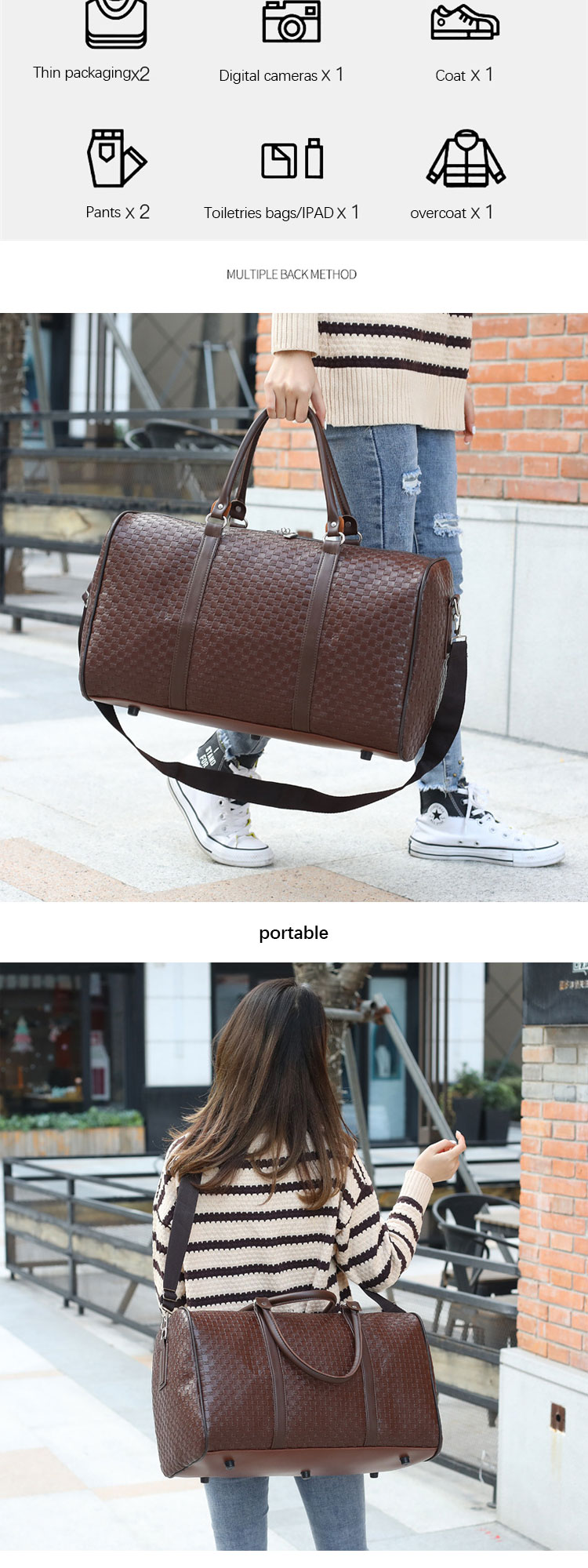 Luxury Tote Man Single Vegan Shoulder Hand Bag Business Sport Travel Bag