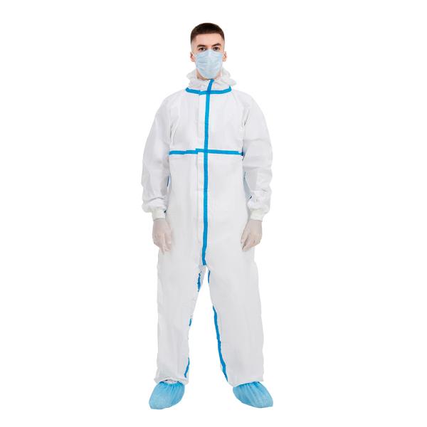 PPE SMS Disposable Protective Coverall Elastic Cuff