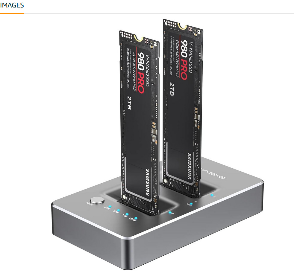 NVMe M.2 Duplicator Dual-Bay Offline Clone USB C To NVME Docking Station For M2 SSD M Key Hard Drives