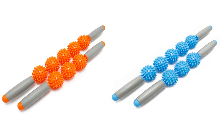 Light Blue 54cm Slipfree Massage Roller Ball Stick 3 Ball Eco Friendly PP Material