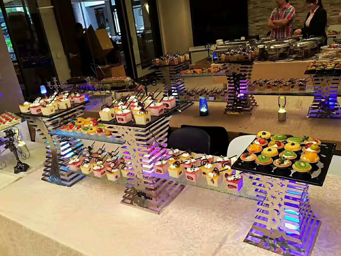 3 - Layer Glass Cake Display Stand with Platters Decorating for Banquet Serving Buffet
