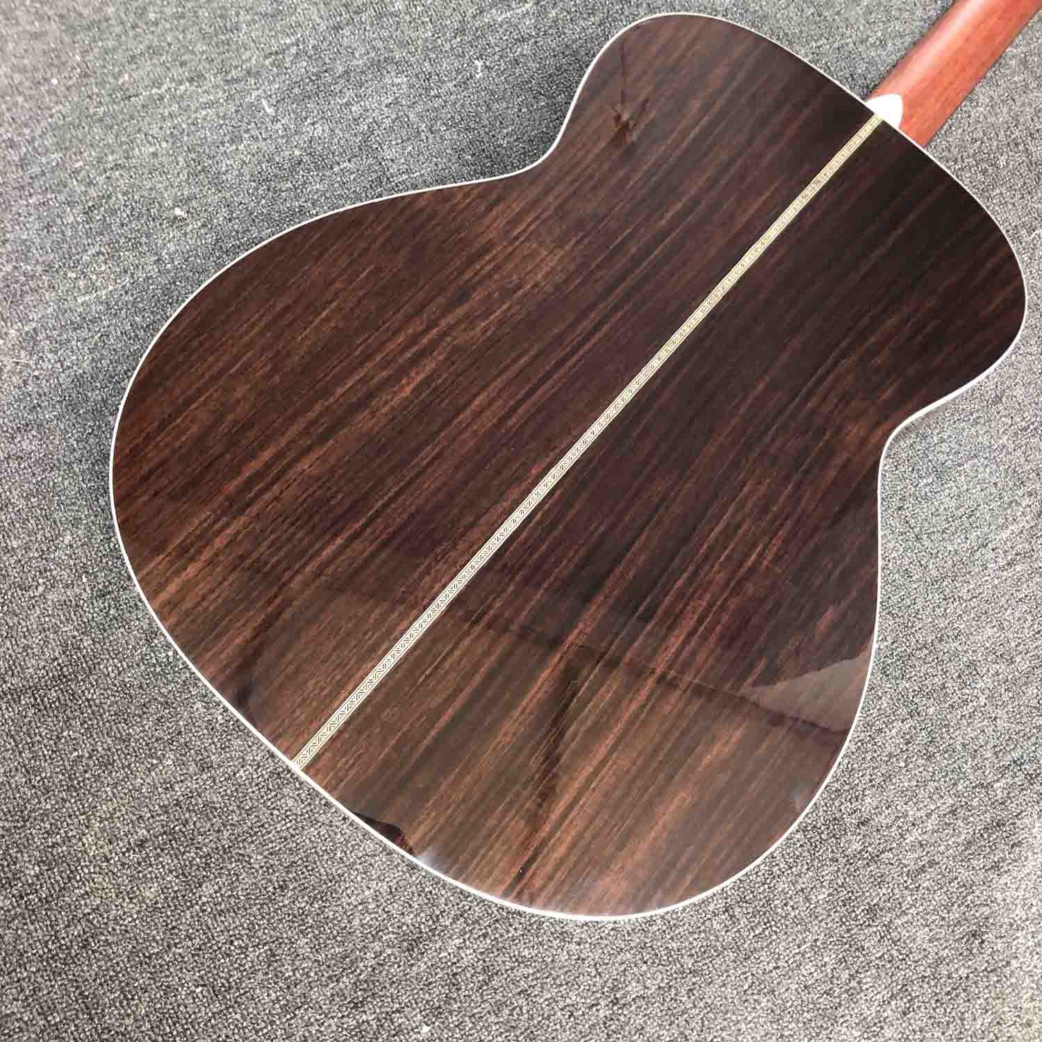 Custom AAAAA All Solid Spruce Wood OM JM Handmade 14 Frets Acoustic Guitar Fishbone Binding
