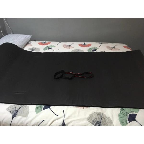 Men Fitness Yoga Mat , Thick Fitness Mat Large Size NBR Non Slip Exercise Mat With Bandages