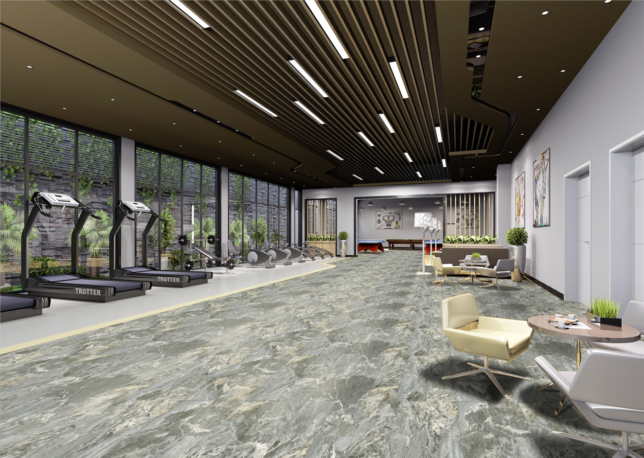 Spruce Green Marble Vinyl Flooring Seamless Scratch Resistant GKBM Greenpy GL-S5557-1
