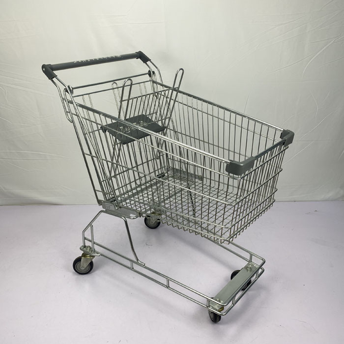 Australian Type Supermarket Shopping Trolley 125L Grocery Trolley Cart With PU Wheels