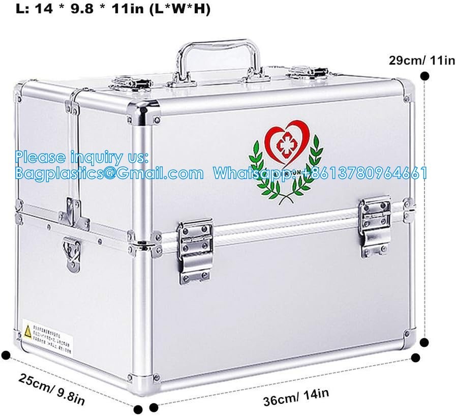 First Aid Kit Lockable First Aid Box Security Lock Medicine Storage Box With Portable Handle,Medication Lock Box