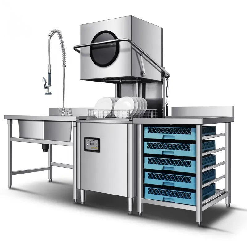 Automatic Conveyor Dish Washer Hood Type High Temperature Dishwasher