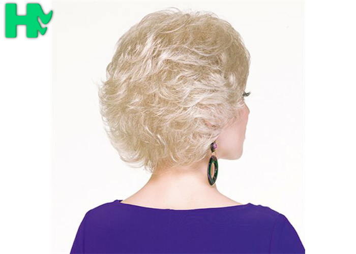 Grace Women Gold Color Short Synthetic Wigs 8'' African American Full Heat Resistant Hair