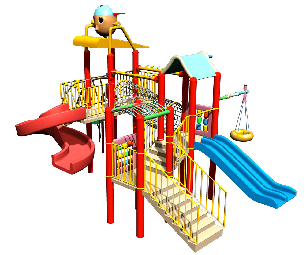 Swimming Pool Equipment Playhouse for Kids with Small Fiberglass Water Slide
