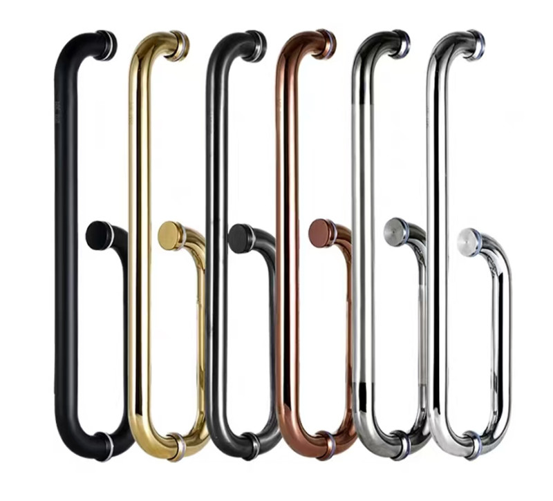 Hotel Round Tube Shower Door Glass Handle Seven And L Shaped High Strength