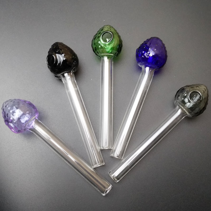 Strawberry Glass Smoking Pipe Multicolored 2mm Thickness Compact Type