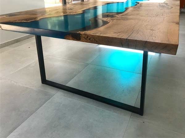 Epoxy Resin Live Edge River Wood Plank Dining Table Counter Desk Top Home Kitchen Blue