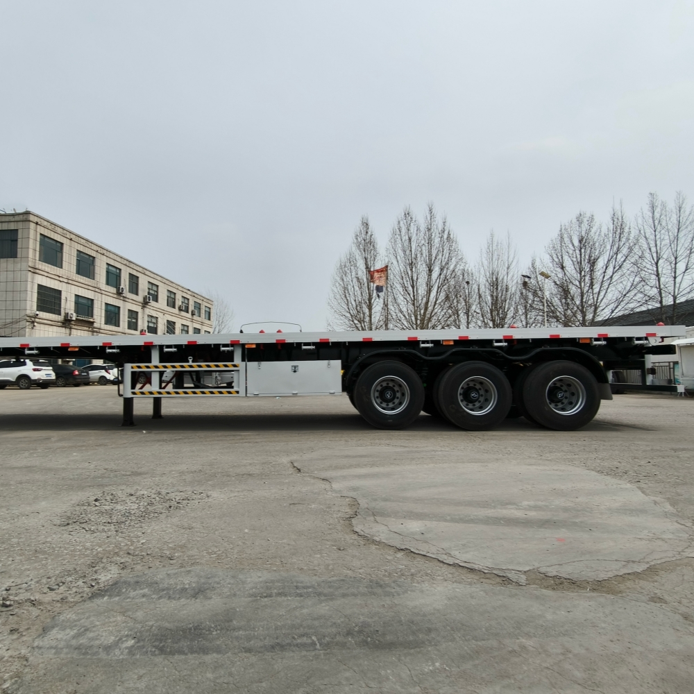 40ft 3 And 4axles 48ft 53ft Platform Flatbed Container Semi Trailer With Tractor Steel Floor 3-5mm Diamond Plate