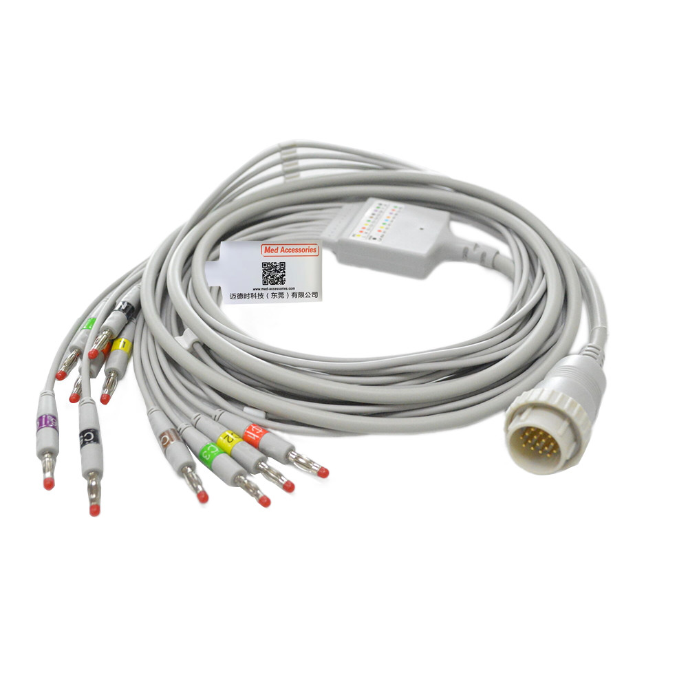 Medical Accessories Kenz 16 Pins 10 Leads AHA Pinch Compatible EKG Cable