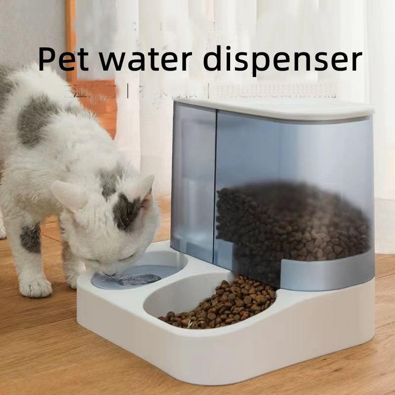 ABS Double Pet Feeder Bowls Automatic Water Dispenser Damp Proof Baffle
