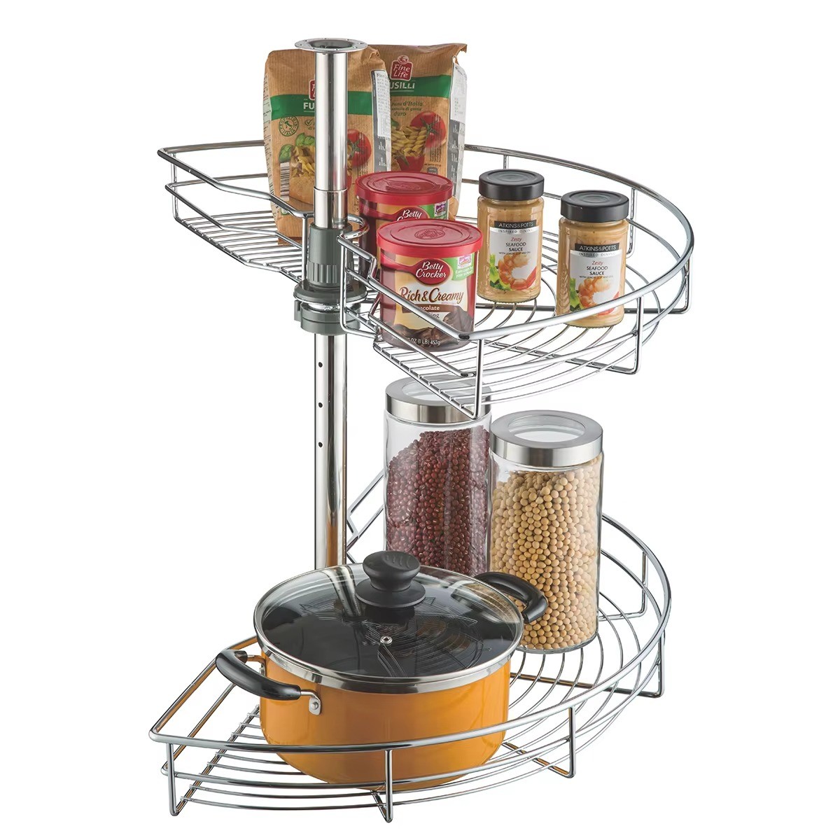Custom Kitchen Commercial Metal Stainless Steel Revolving Kitchen Corner Storage
