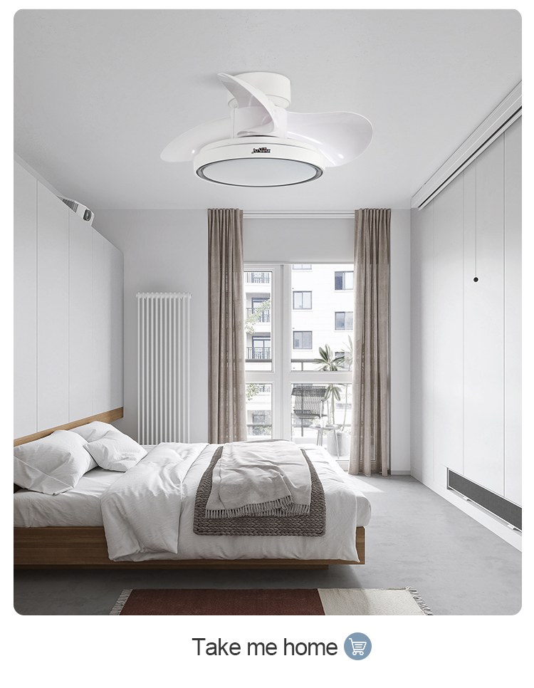 Home Office 30" White Ceiling Fan with Remote Control and LED Lighting Made of Metal