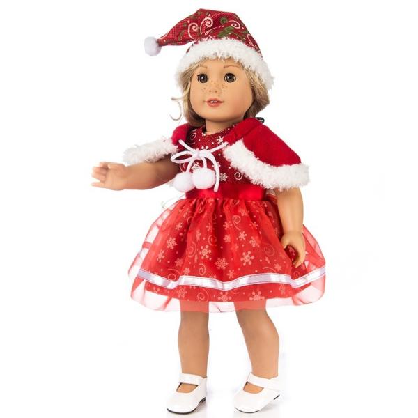 RTS Christmas Princess Dress For Doll Clothing 3pcs set Doll Clothes Dress Hat