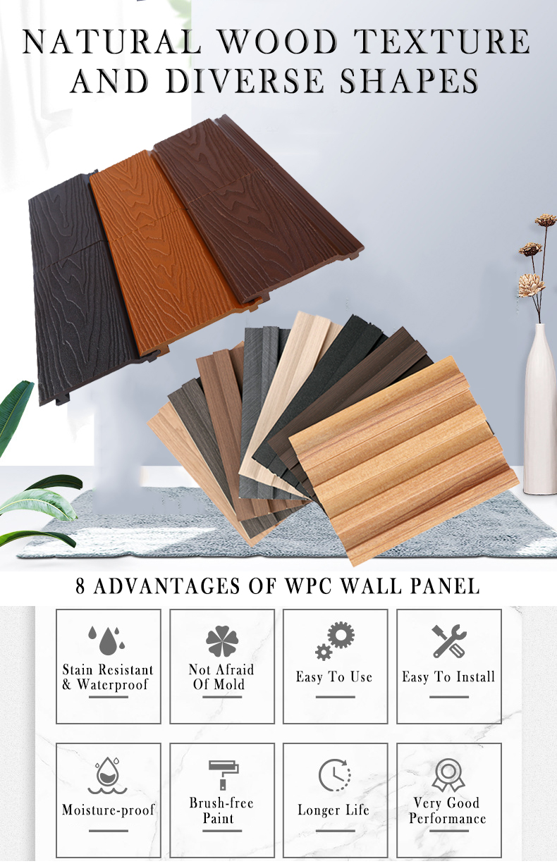 Modern Design Fireproof WPC Wall Panel Siding for Wood House Water-proof and Durable