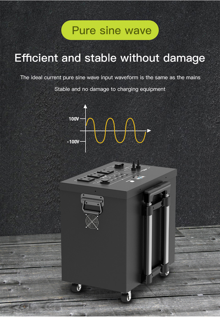 2500w Outdoor Portable Power Station Lifepo4 Battery Backup Solar Generator Pure Sine Wave Inverter