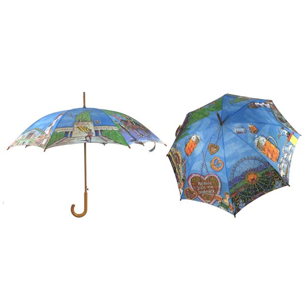 8 Ribs 48 Inch Wooden Handle Umbrellas 210T Pongee Canopy For Promotion