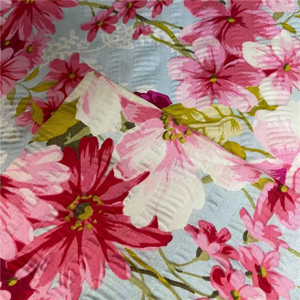 Printed Seersucker 150CM Home Textile Fabrics 45SX45S 115 Gsm Cotton Fabric Water UV Proof