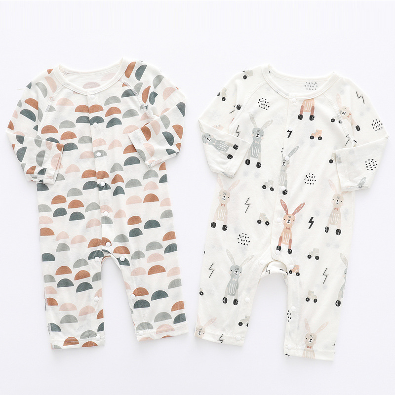 In Stock 2023 Newborn Printing bamboo Baby Romper Custom Unisex Baby Bodysuits