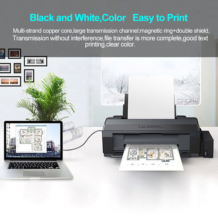 High Quality 1m 2m 3m USB B to A Male Cable for Printer Scanner