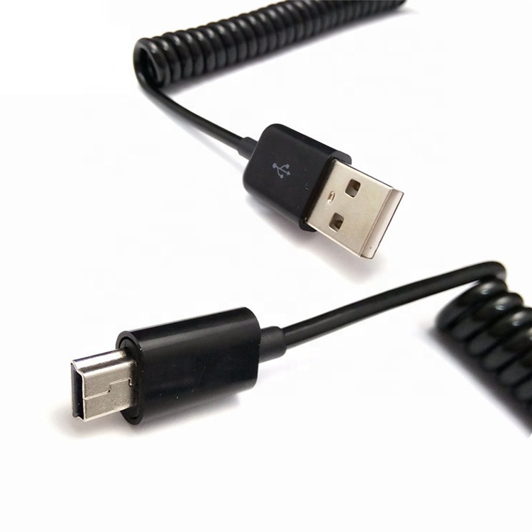 OEM 1M 2M Data Charging Spiral Coiled USB to MINI USB Cable