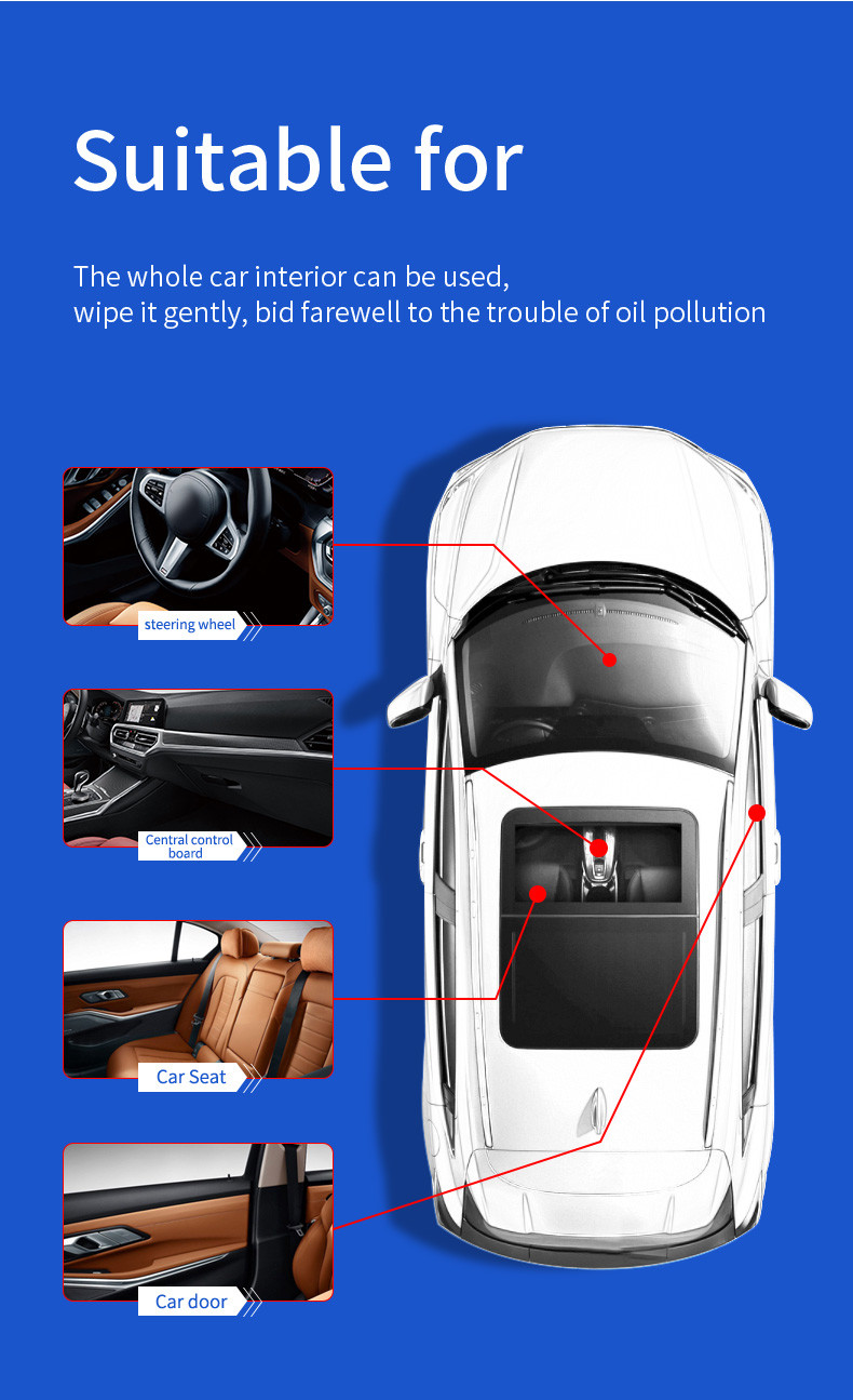 Microfiber Cloth Car Interior Cleaning Wipes For Dashboard Leather Moisturizing