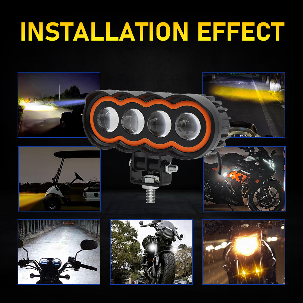12V 24V Motorbike Spot Lights White Yellow 4 Beam Aluminum Case LED Motorbike Lights