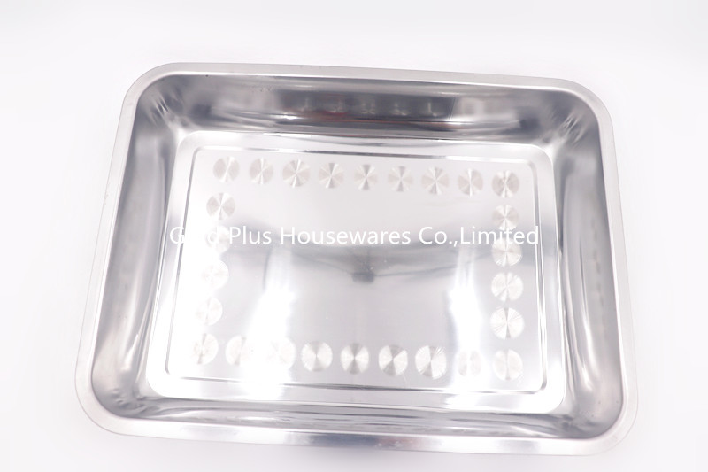 40x30cm SS Roasting Square Baking Tray Set Serving Buffet Baking Pan