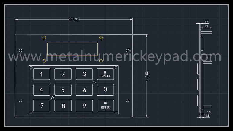 304 Grade USB PS2 R232 Stainless Steel Keypad Digital Illuminated LED Display