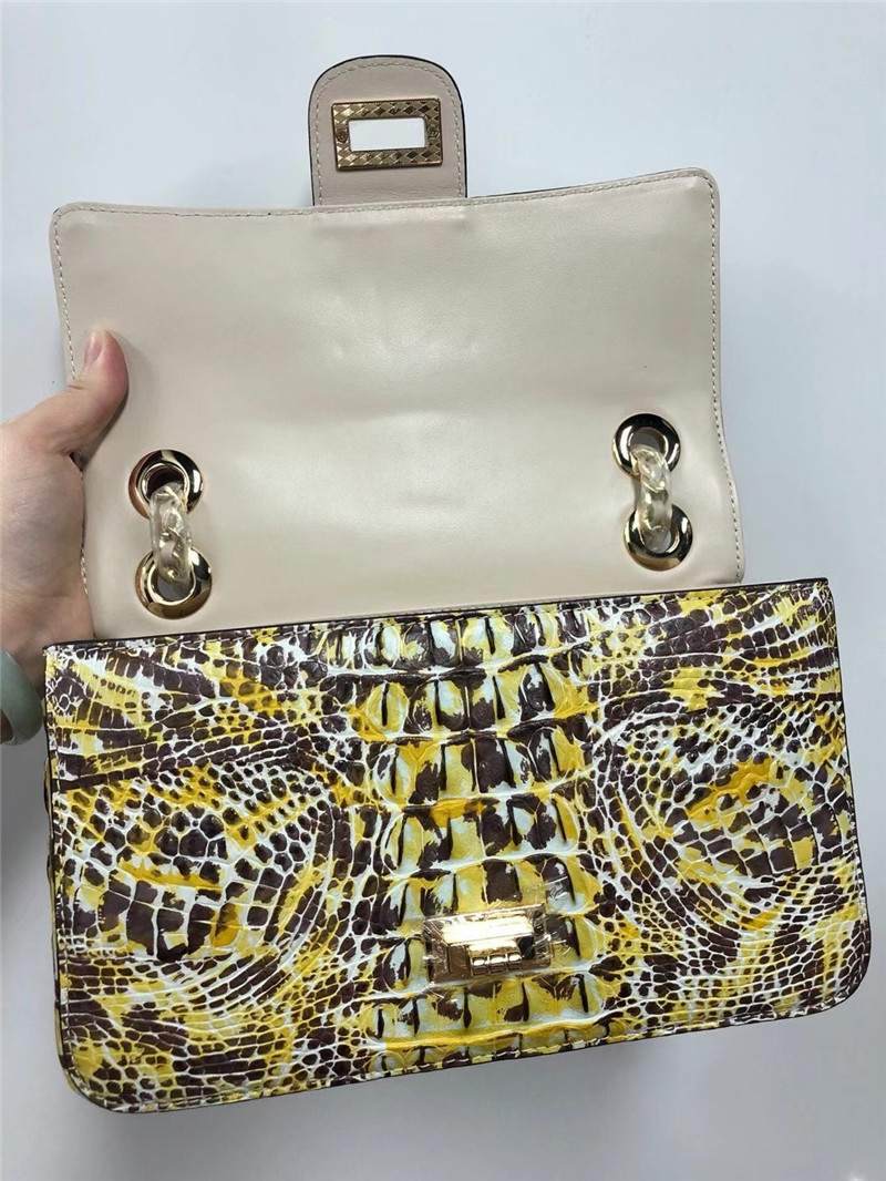 Authentic Crocodile Skin Women Flap Bag Genuine Alligator Leather Lady Colorful Chain Purse Female Single Shoulder Bag