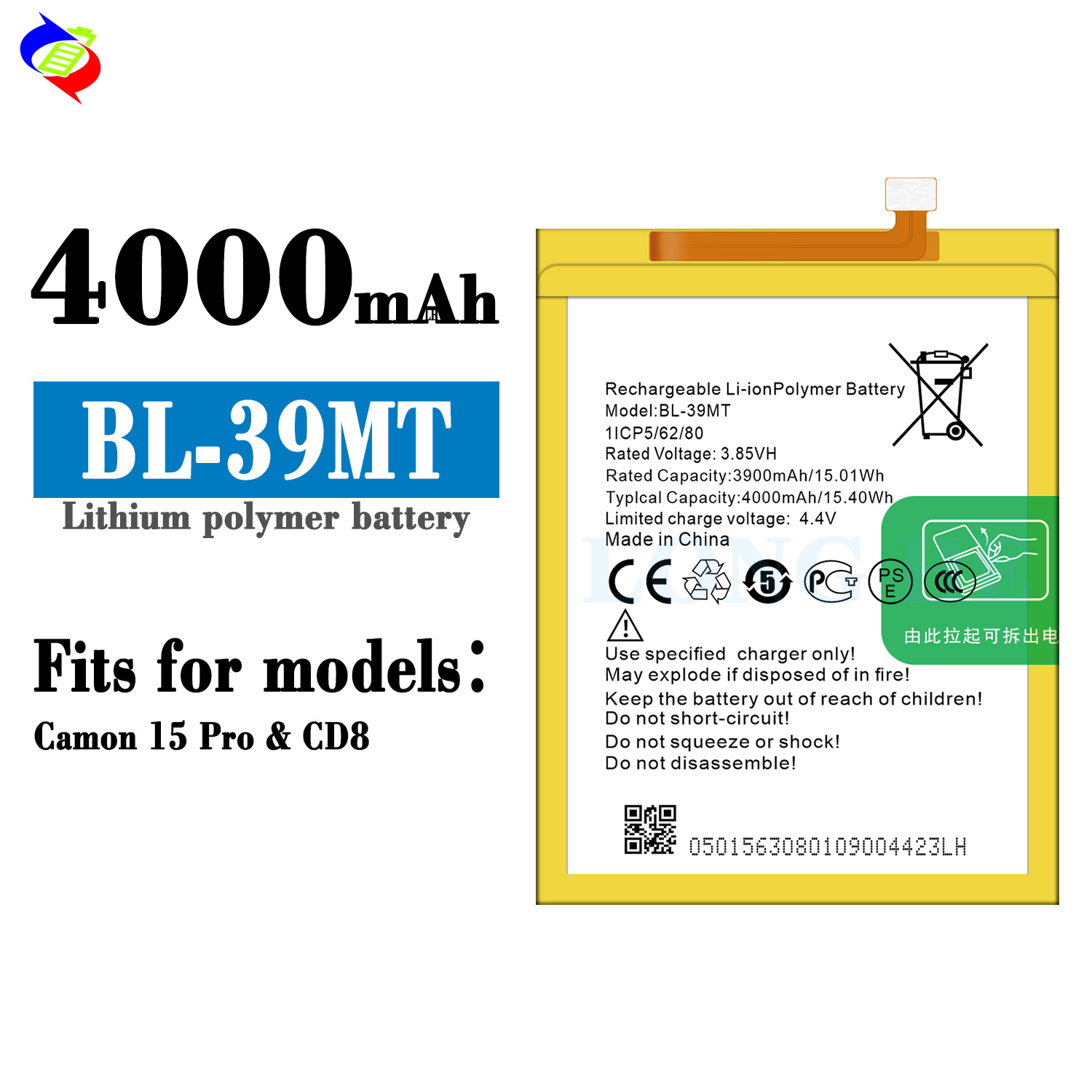 High Capacity Ori 1 1 BL-39MT 4000mAh CD8 Mobile Phone Battery for Tecno Camon 15 Pro