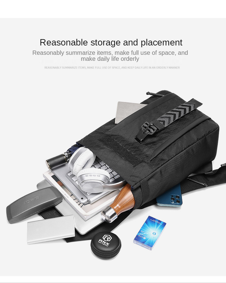 PU Leather Travel Men Business Backpack With Physiological Curve Back