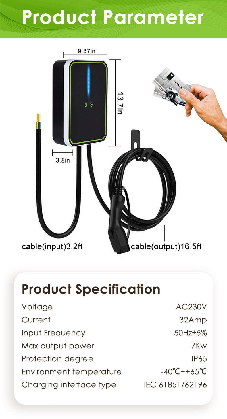 32A 7kw GBT EV Charger Wallbox EVSE Type 2 Charging Station Wall Mounted