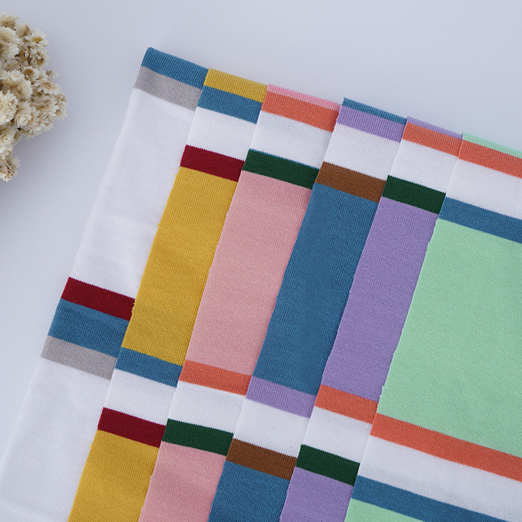 Knitted Striped Cotton Fabric Double Yarn For Long Sleeve Clothes
