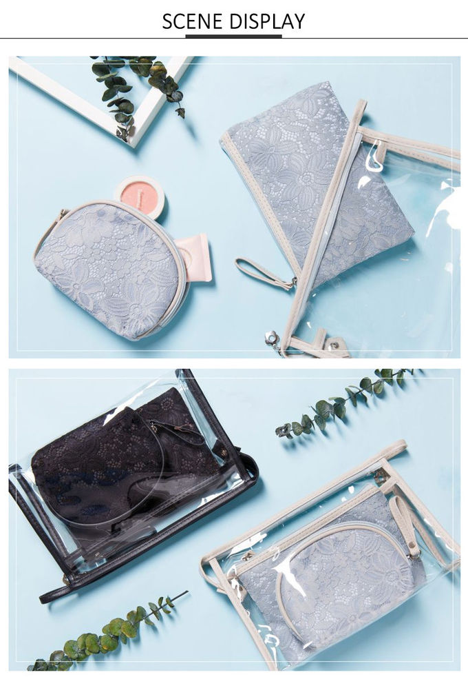 Zipper Transparent PVC Cosmetic Bag 3 Pieces Set