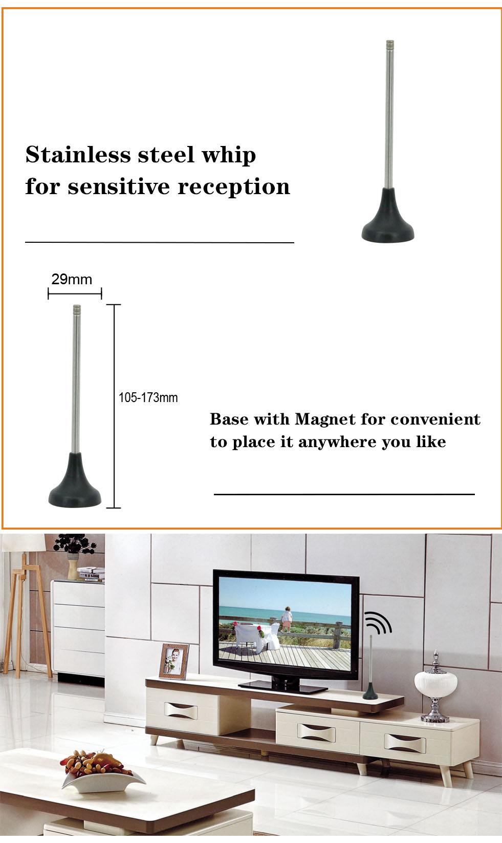 2021 5-26 DBi Portable Indoor Car TV / HDTV Antenna For Home Use