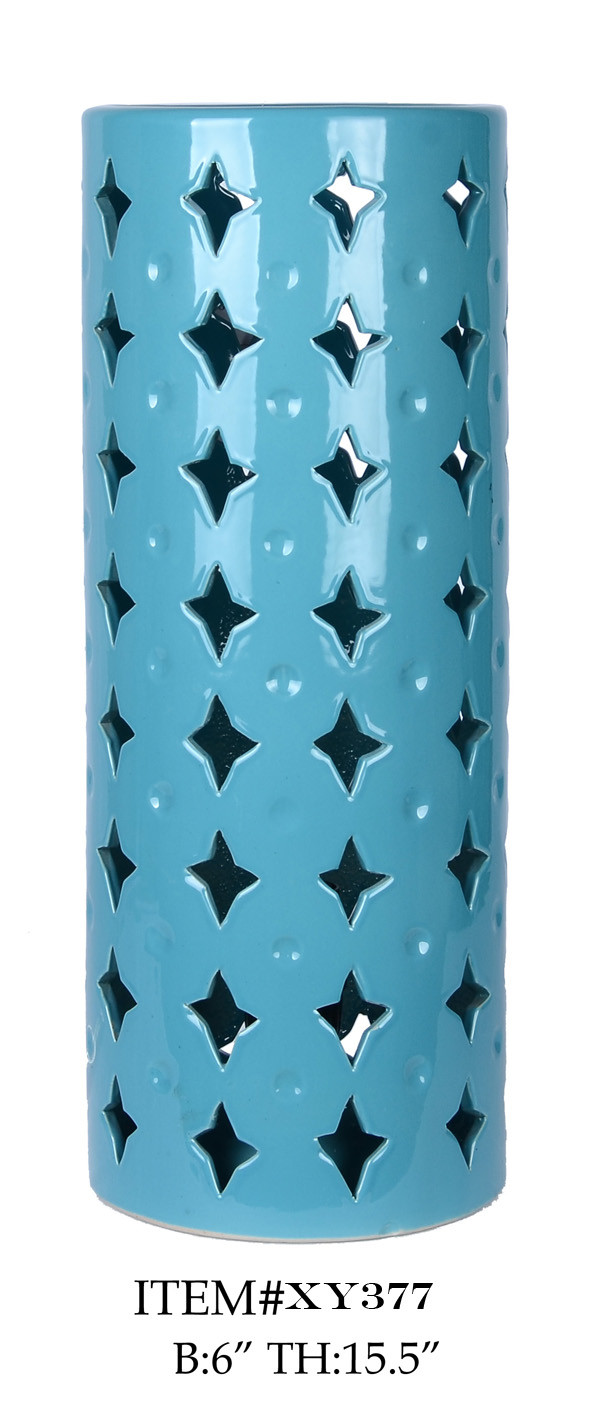 UMIK Simple Modern Table Lamp Cylinder Porcelain Tall Star Cut Out Lamp D6*15.5"