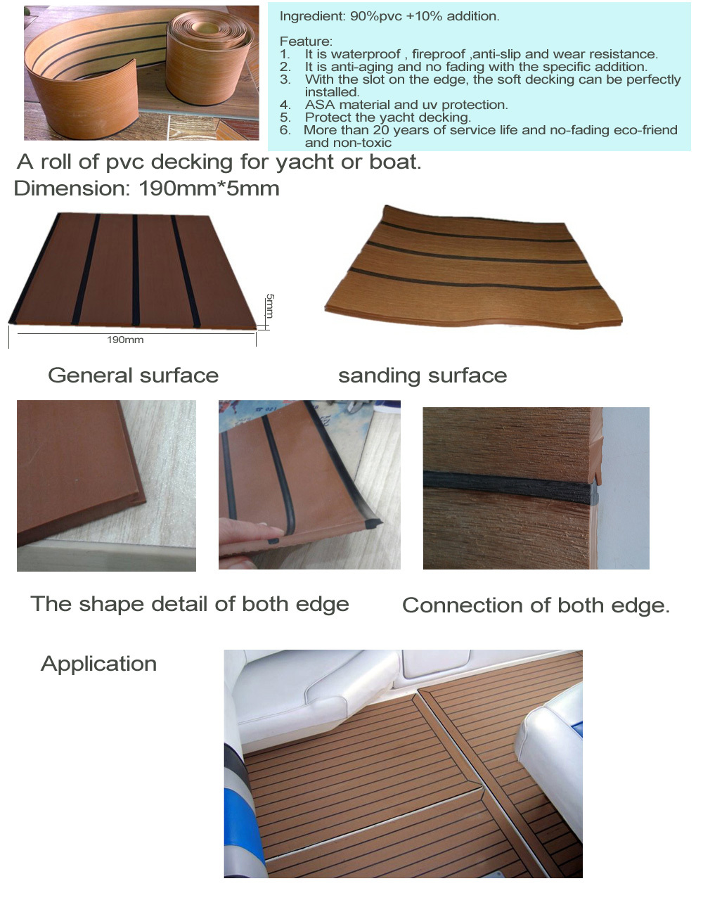 25meters Length Boat Flooring for Yacht Ferry Ship Balcony Delivery Date 5-10 Days