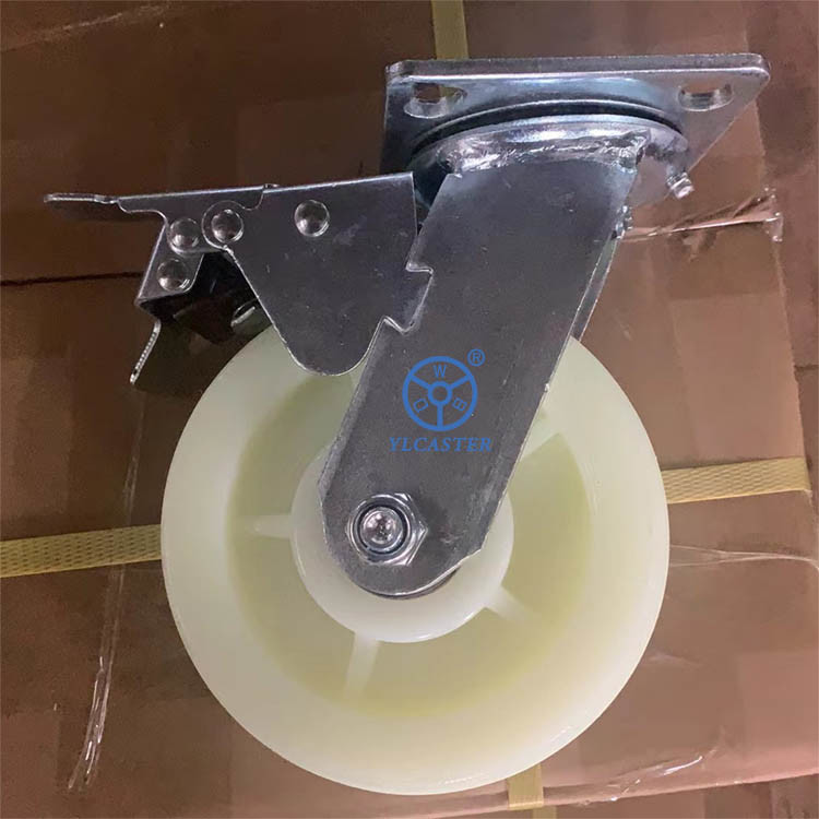 6 Inch Heavy Duty Swivel Castors With White Plastic Wheels Ball Bearing
