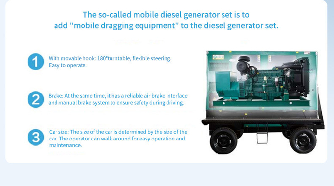 Durable 400V Trailer Mounted Generator , Water Cooled Cummins Mobile Generator
