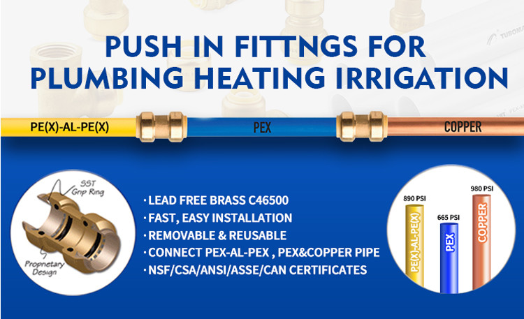 Brass Plumbing Elbow Fittings Lead free Quick Connect Pex Push Fit Fittings