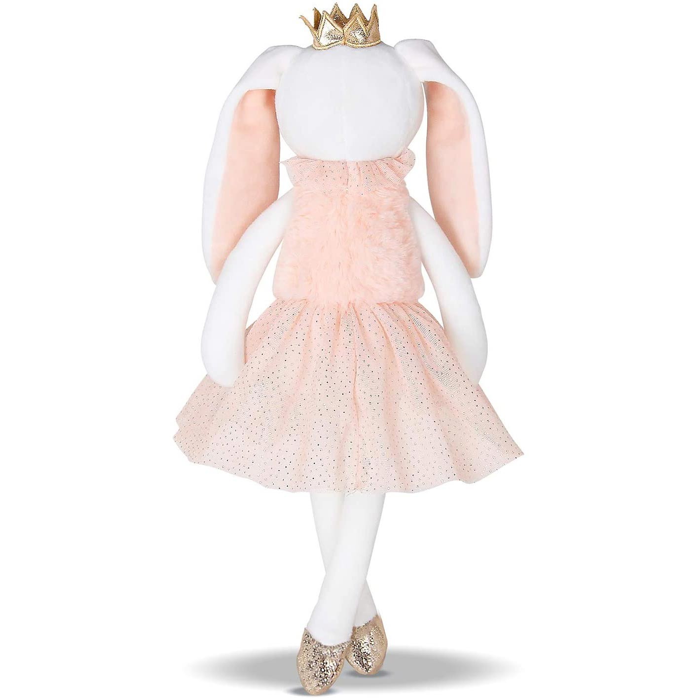 Shiny Crown Long Ears Pink Rabbit Plush Toy In Short Skirt