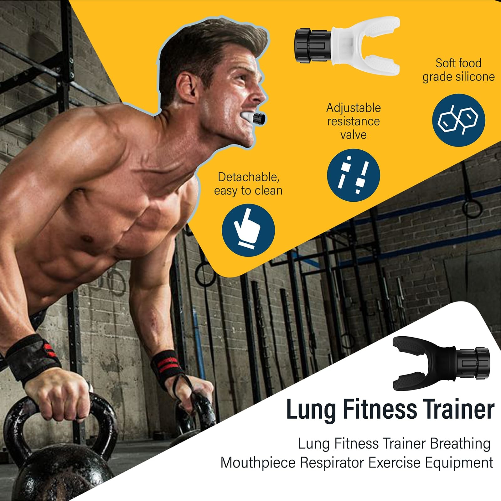 Silicone Respiratory Trainer Compact Adjustable Resistance Breathing Trainer Device