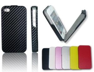 Buy cheap iPhone 4S carbon fibre flip leather case product